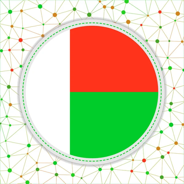 Madagaskarská vlajka se síťovým pozadím Madagaskarská značka Autentické vektorové znázornění — Stockový vektor