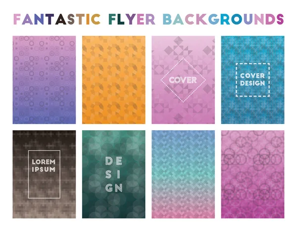 Φανταστικά Flyer Backgrounds Αξιοθαύμαστα γεωμετρικά μοτίβα Μεγαλοπρεπές φόντο Διάνυσμα εικονογράφηση — Διανυσματικό Αρχείο