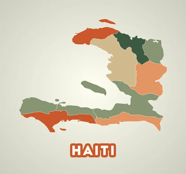 Haïti poster in retro stijl Kaart van het land met regio 's in het najaar kleurenpalet Vorm van Haïti — Stockvector