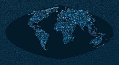 Network map of the world. Boggs projection. World Network. Cool connections map. Vector illustration.