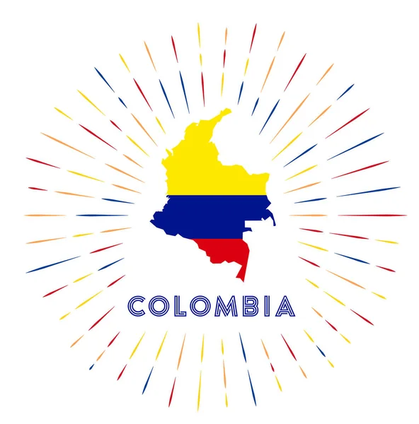 Insignia Colombia Sunburst Letrero Del País Con Mapa Colombia Con — Archivo Imágenes Vectoriales