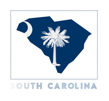 South Carolina Logo. Map of South Carolina with us state name and flag. Superb vector illustration.