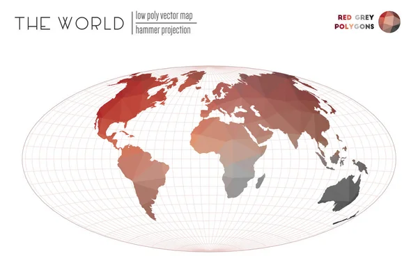 Rete Triangolare Del Mondo Proiezione Martelli Del Mondo Poligoni Colore — Vettoriale Stock