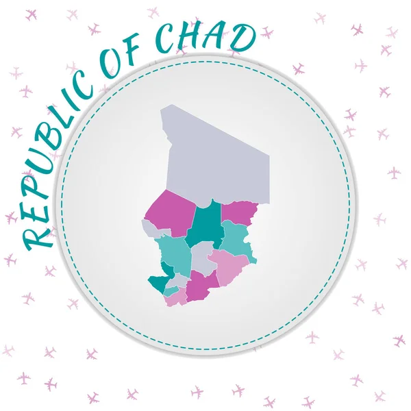 Chad Mapa Diseño Mapa Del País Con Regiones Color Esmeralda — Vector de stock