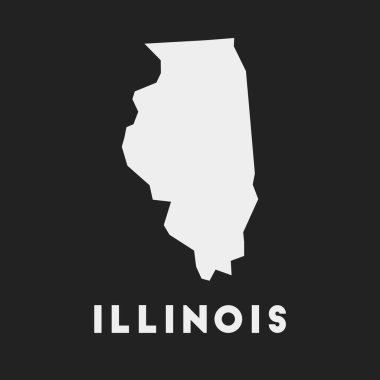 Illinois ikonu. Karanlık arka plandaki ABD haritası. Eyalet ismimizle Illinois haritası. Vektör illüstrasyonu.