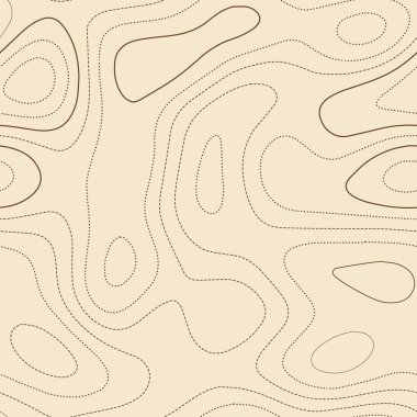 Contour lines. Admirable topographic map. Seamless design, cute tileable isolines pattern. Vector illustration.