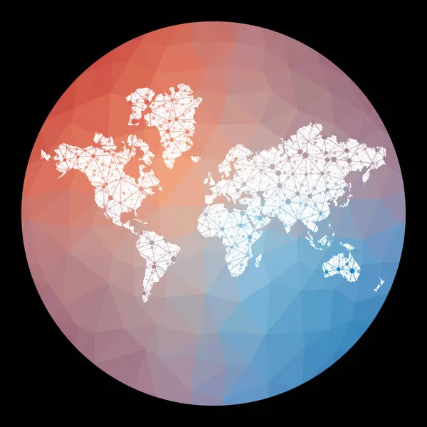 Vektorová Síť Mapa Světa Mapa Světa Nízkým Poly Pozadím Zaoblený — Stockový vektor