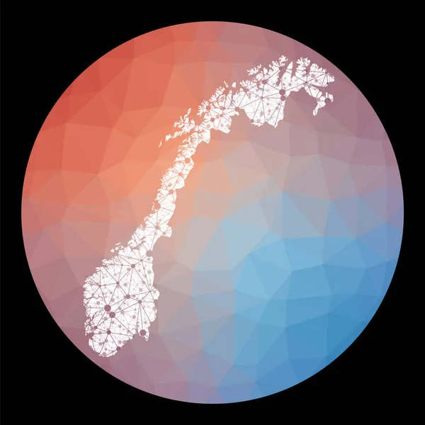 Vector Network Norway Map Map Country Low Poly Background Rounded — Stok Vektör