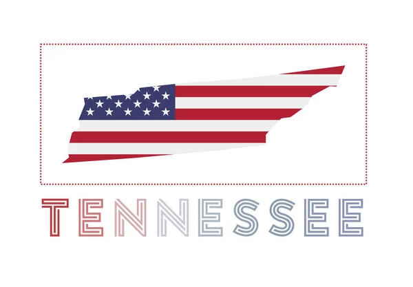 Logo Del Tennessee Mappa Del Tennessee Con Nostro Nome Bandiera — Vettoriale Stock