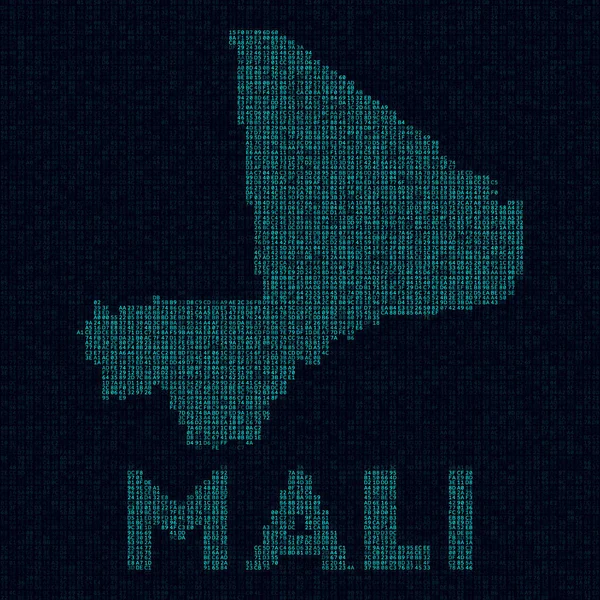 Mali Tech Map Country Symbol Digital Style Cyber Map Mali — Vector de stock