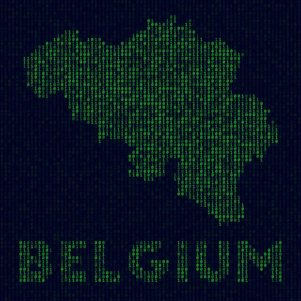 Digital Belgium Logo Country Symbol Hacker Style Binary Code Map — Διανυσματικό Αρχείο