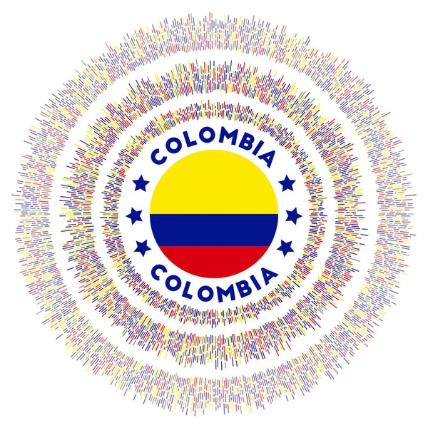Símbolo Colombia Bandera Radiante País Con Rayos Colores Estallido Sol — Archivo Imágenes Vectoriales
