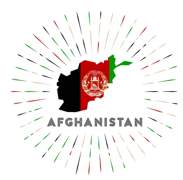 Afganistan Güneş Patlaması Rozeti Afganistan Haritası Afgan Bayrağı Olan Ülke — Stok Vektör