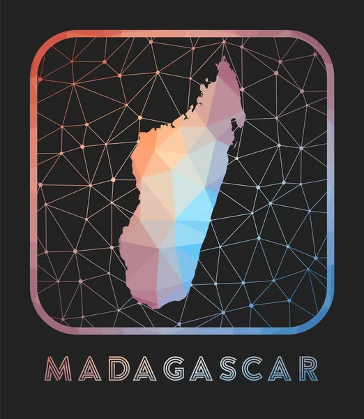 Дизайн карты Мадагаскара Векторная низкопольная карта Мадагаскара в геометрическом стиле — стоковый вектор