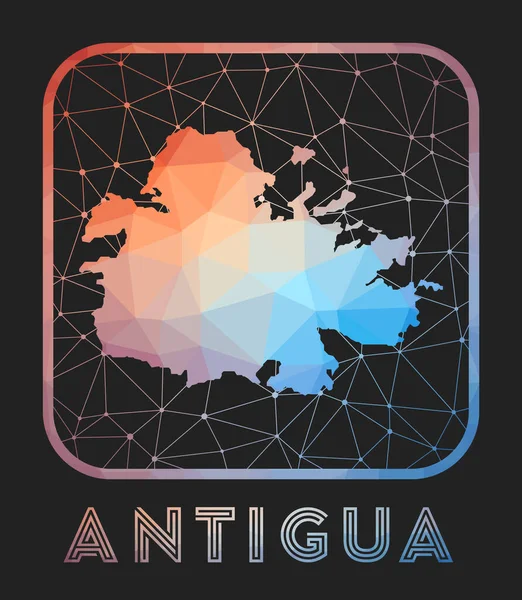 Antigua map design Vector low poly map of the island Antigua icon in geometric style The island — Stock Vector