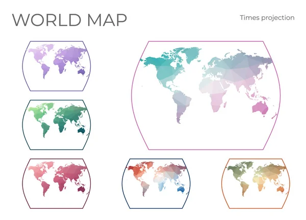 低保利世界地图集约翰 · 缪尔时代投影集几何世界地图 — 图库矢量图片