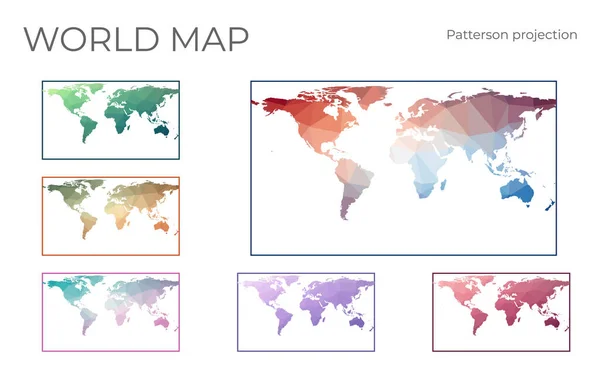 低保利世界地图集Patterson圆柱形投影集 — 图库矢量图片