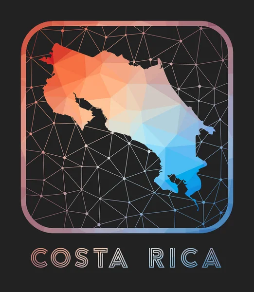 Kostarika mapa design Vektor nízké poly mapa země Kostarika ikona v geometrickém stylu — Stockový vektor