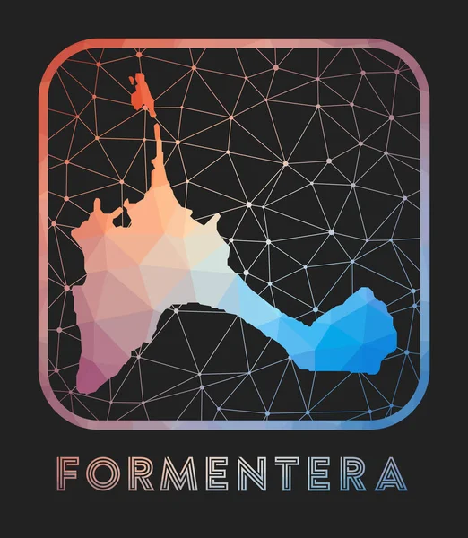 Форментера дизайн карты Вектор низкий поли карта острова Форментера значок в геометрическом стиле — стоковый вектор