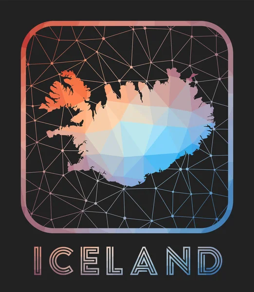 IJsland kaart ontwerp Vector lage poly kaart van het land IJsland icoon in geometrische stijl Het land — Stockvector