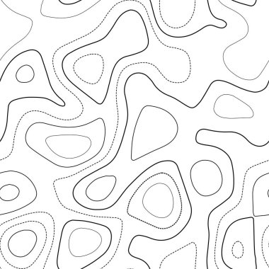 Topographic map background. Actual topography map. Black and white seamless design, likable tileable isolines pattern. Vector illustration.