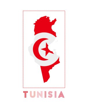 Tunisia Logo. Map of Tunisia with country name and flag. Appealing vector illustration.