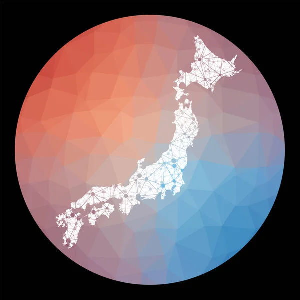 Red Vectorial Japón Mapa Mapa Del País Con Bajo Fondo — Vector de stock