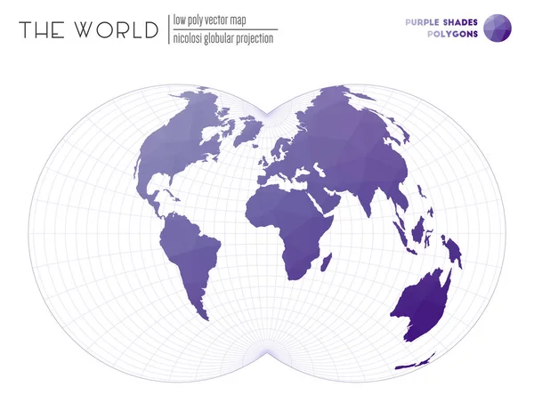 Basso Design Poli Del Mondo Nicolosi Proiezione Globulare Del Mondo — Vettoriale Stock