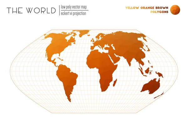 Low Poly Design World Eckert Projection World Yellow Orange Brown — Vettoriale Stock