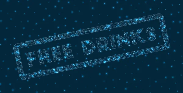 Free Drinks Word Digital Style Glowing Geometric Free Drinks Badge — Archivo Imágenes Vectoriales