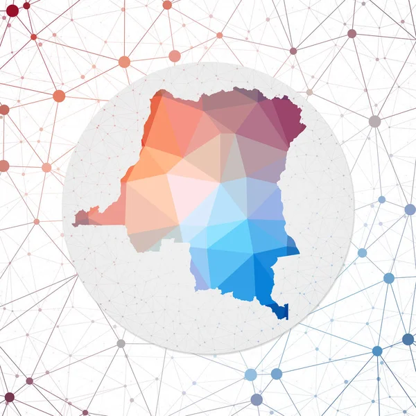 Abstract Vector Map Congo Technology Country Geometric Style Poster Polygonal — Vector de stock