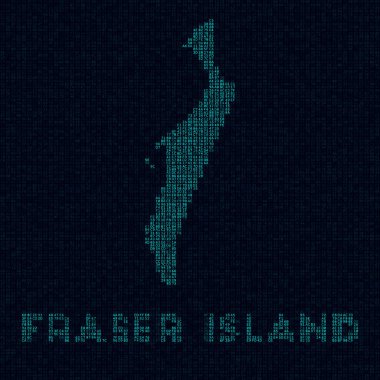 Fraser Island tech map. Symbol in digital style. Cyber map of Fraser Island with name. Stylish vector illustration.