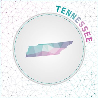 Vector polygonal Tennessee map. Map of the us state with network mesh background. Tennessee illustration in technology, internet, network, telecommunication concept style.