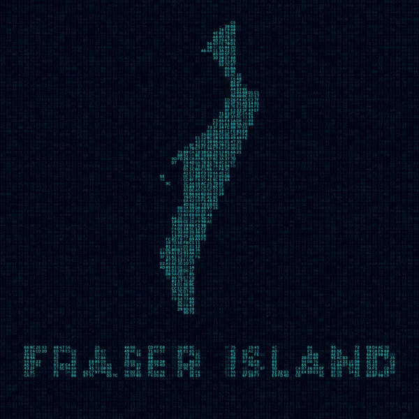 Mapa Tecnológico Fraser Island Símbolo Estilo Digital Mapa Cibernético Fraser — Vector de stock