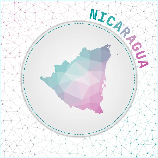 Vektor Sokszögű Nicaragua Térkép Hálózatos Háttérrel Rendelkező Ország Térképe Nicaragua — Stock Vector