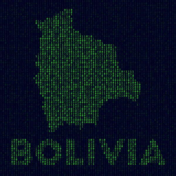 Digital Bolivia Logo Country Symbol Hacker Style Binary Code Map — стоковий вектор