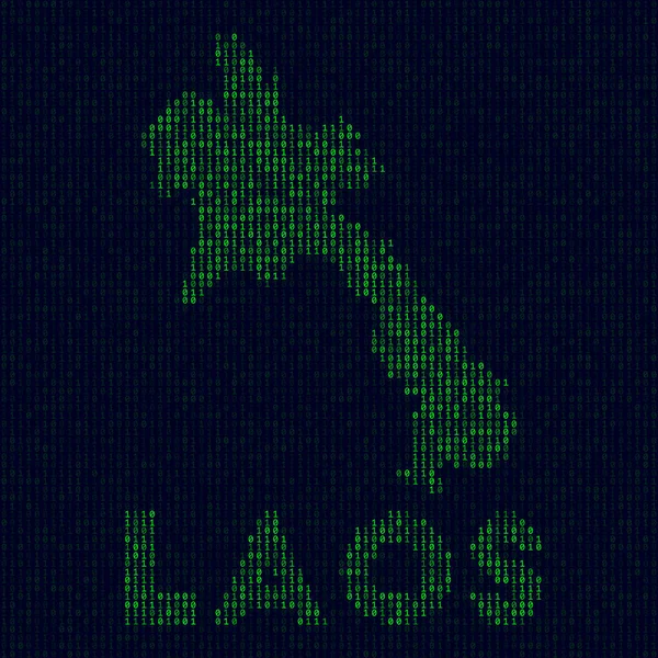 Digital Laos Logo Country Symbol Hacker Style Binary Code Map — стоковый вектор