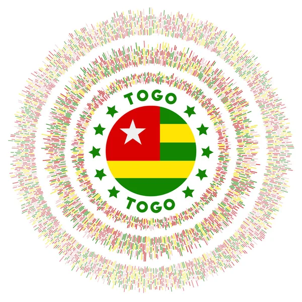 Simbolo Del Togo Bandiera Campagna Radiosa Con Raggi Colorati Splendente — Vettoriale Stock