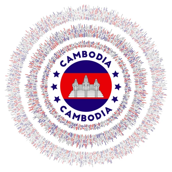 Symbole Cambodge Drapeau Pays Rayonnant Avec Des Rayons Colorés Coup — Image vectorielle