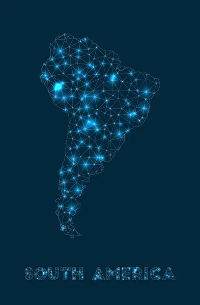 South America Network Map Abstract Geometric Map Continent Internet Connections — Wektor stockowy
