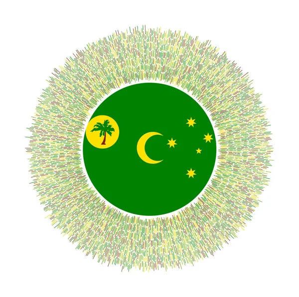 Flag Cocos Islands Colorful Rays Radiant Country Sign Shiny Sunburst —  Vetores de Stock