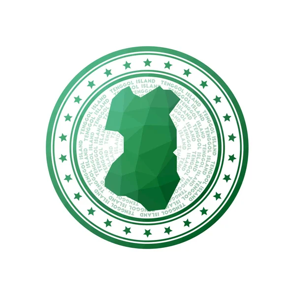 Flat Low Poly Stamp Tenggol Island Polygonal Tenggol Island Badge — Vector de stock