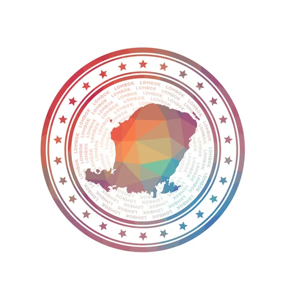 Poly Timbre Plat Bas Lombok Badge Polygonal Lombok Logo Vectoriel — Image vectorielle