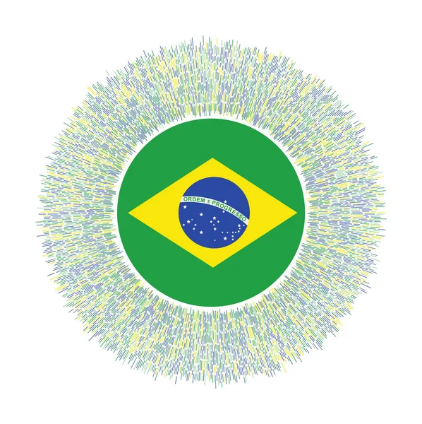Flag Brazil Colorful Rays Radiant Country Sign Shiny Sunburst Brazil — стоковый вектор