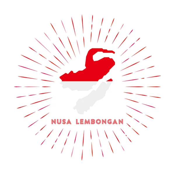 Nusa Lembongan Sunburst Badge Island Sign Map Nusa Lembongan Indonesian — стоковый вектор