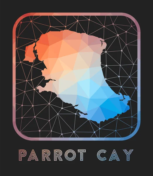 Parrot Cay Map Design Vector Low Poly Map Island Parrot — Stockový vektor