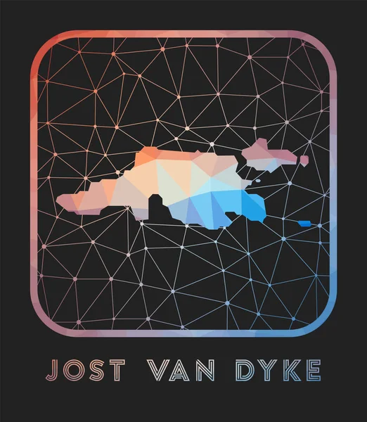 Jost Van Dyke Map Design Vector Low Poly Map Island — Stockový vektor