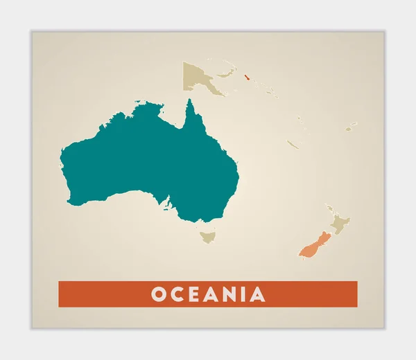 Cartaz Oceania Mapa Continente Com Regiões Coloridas Forma Oceania Com —  Vetores de Stock