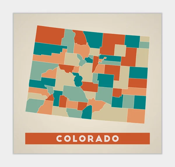 Colorado Poster Map State Colorful Regions Shape Colorado State Name — Stockvector