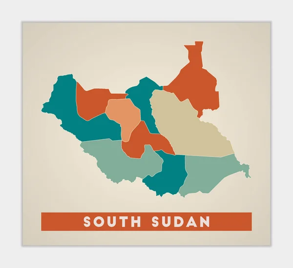 South Sudan Poster Map Country Colorful Regions Shape South Sudan —  Vetores de Stock